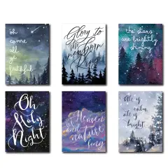 Religious Christmas Carol Cards - 24-Pack Spiritual Holiday Greeting Cards with 6 Inspiring Designs Featuring Beloved Hymns, Blank Inside for Personal Messages - Beautiful Faith-Based Stationery Set for Sharing Holiday Wishes