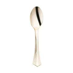 Shiny Metallic Groove Gold Plastic Spoons (600 Spoons)