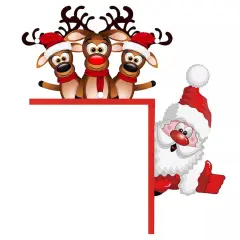 Kitcheniva Santa & Reindeer Corner Sign Christmas Decor