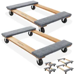 Sure-Max Heavy-Duty Furniture Moving Dolly, 2-Pack,&nbsp;Premium Hardwood with Swivel Casters, 1,320 lbs. Total Capacity