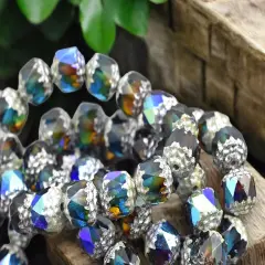 Antique Silver Washed Caribbean Dream AB Cathedral Beads - Choose Your Size