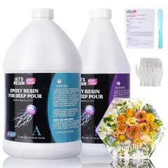 LET'S RESIN EPOXY RESIN Deep Pour Epoxy Resin 1.5 Gallon,2 to 4 Inch Depth Crystal Clear Resin for Flower Preservation,Bubble Free & Low Viscosity Casting Resin for River Table,Resin Art,Crafts