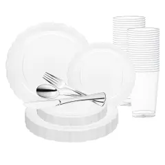 Clear Vintage Round Disposable Plastic Wedding Value Set (20 Settings)