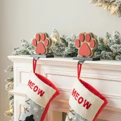 6.30"H Wooden/Metal Paw Stocking Holder Set of 2-"Paw"