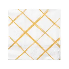 Durable White with Gold Diamond Paper Beverage/Cocktail Napkins (600 Napkins)