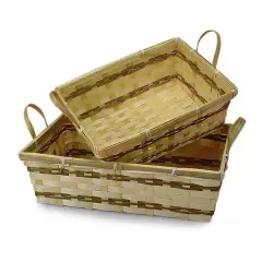 Two Tone Bamboo Rectangular Baskets 7" x 9"