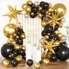 Black and Gold Balloons Garland Arch Kit