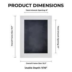 Classic White Wood Shadown Box Frame with Acrylic Front - Dark Grey Suede Backing, 30 Sizes