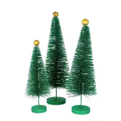 Cody Foster 18.0 Inch Green Glitter Trees 3 Pc Set Christmas Decorative Tree Set , Christmas Decor Christmas Village Decorate