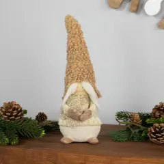 Northlight Standing Gnome Girl with Plush Hat Christmas Figurine - 11.5" Beige