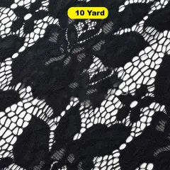 Blossom Lace Fabric 4-Way Stretch Nylon Spandex 58/60" Wide for Apparel & Accessories Black