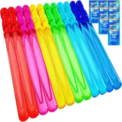 14.6&rsquo;&rsquo; Big Bubble Wands for Kids, 6 PCS Bubble Wand with Refill Solution for Summer Toy Party Favor, Outdoors Activity, Easter Basket Stuffers, Birthday Gift