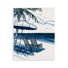 Stupell Industries Blue Toned Tropical Beach Scene Wall Plaque Design by Carol Robinson