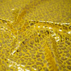Loud Leo Foil Printed Spandex Fabric Yellow/Gold