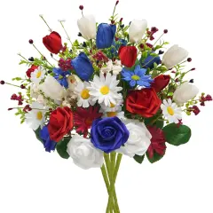 4PCS Flower Bouquet for 4th of July Independence Day Grave Home Table Decoration