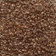 Matubo 2-Hole Czech Glass Opaque Crystal Bronze/Senegal Miniduo Beads, 50g Senegal Brown Violet