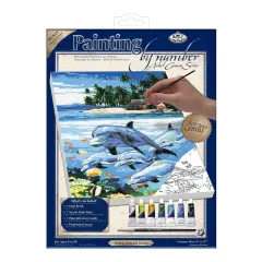 PCS13 | Painting by numbers&trade; 10pc 9" x 12" Dolphin Island Canvas Painting Project