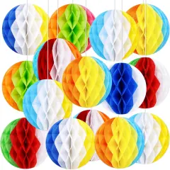 15Pcs Pool Party Decorations Beach Ball Honeycombs - Summer Luau Themed Hanging Decor for Home Birthday Outdoor Indoor