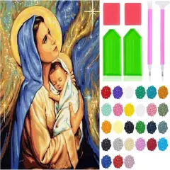 5D DIY Diamond Painting Kits for Adults, Large Size Full Drill Diamond Arts Rhinestone Pasted, DIY Painting Diamonod Dot Arts Crafts for Home Wall Decor Gift, 15.7"x19.7" (Virgin Mary)