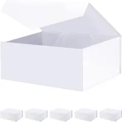 6 Gift Boxes, Large White Magnetic Bridesmaid Proposal Boxes with Lids (Matte White)