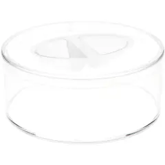 Pioneer Plastics 016C Clear Small Round Plastic Container with Pinch Style Lid, 3.3125" W x 1.3125" H