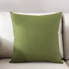 Decorative 100% Cotton Canvas Square Solid Toss Pillowcase Cushion Cover Pillow Cover with Hidden Zipper Closure Only Cover No Insert - Olive Green 18"x18"(45x45cm)