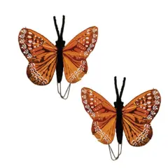 2 Asstd. Orange Butterfly Floral Picks for Home Decor and Flower Arrangements