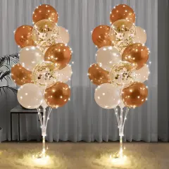 2 Set Champagne Gold Balloon Stand Kit with String Lights &ndash; Wedding, Birthday, Baby Shower, and Party Decor