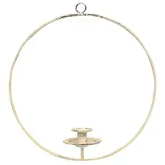 White Metal Hanging Halo Taper Holder and Distressed Finish