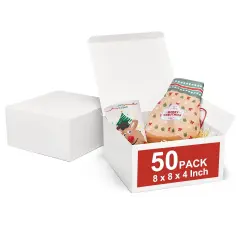 Gift Box 50 Pack White Gift Boxes with Lids, DIY Bridesmaid Proposal Box, Recyclable,Foldable Box for Wedding, Birthday Party