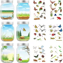 Spring Crafts for Kids - 24PCS Insects Stickers Scene DIY Summer Craft Jar Sticker