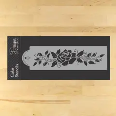 Rose Cake Stencil Tier #2 | C562 by Designer Stencils | Cake Decorating Tools | Baking Stencils for Royal Icing, Airbrush, Dusting Powder | Reusable Plastic Food Grade Stencil for Cakes | Easy to Use & Clean Cake Stencil