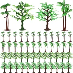 24 Pcs Mini Toy Jungle Trees Plastic Model Coconut Trees Figurines with Base Cake Decoration Rainforest Diorama Supplies Scenery Architecture