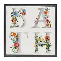 Stupell Industries Floral Bath Typography Floating Frame Design by Susan Arnot