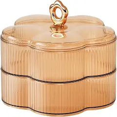 Acrylic Clear Jewelry Organizer Box 2-Layer with Handle