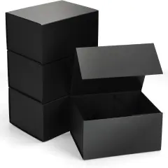 4 Pack 9.5x7x4 Magnetic Gift Boxes Black Magnetic Closure Gift Box for Wedding, Christmas, Birthday Presents