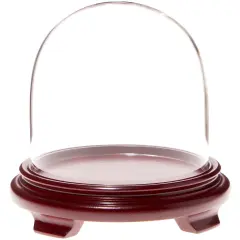 Plymor 5.5" x 5.5" Glass Display Dome Cloche Red Wood Veneer