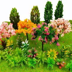 28 Pcs Miniature Fairy Garden Tree Plant Ornament, Mixed Model Trees 1-3 Inches, Miniature Dollhouse Pots Decor Moss Bonsai Micro Landscape