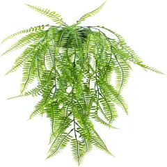 Fake Hanging Boston Fern Potted Plant, Artificial Potted Plant Faux Plant Hanging Plant for Shelf Home Office Indoor Outdoor Garden Greenery Decor (Black Pot), 2, Y1064-JL