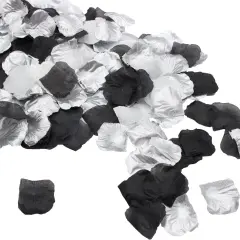 900PCS Silver Black White Artificial Flowers Silk Rose Petals Flower Girl Scatter Petals for Wedding