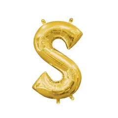 Anagram&reg; 16" Gold Letter S Balloon Air Fill Only Foil Mylar