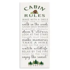 Stupell Industries Fun Rustic Cabin Rules Wall Plaque Design by Seven Trees Design