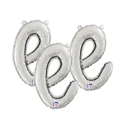 Betallic&reg; 14 Inch Script Letter E Silver Air Fill Only Balloon