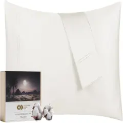Luxury 100% Egyptian Cotton Pillow Cases Standard Size Set of 2, Sateen Weave, Soft, Breathable & Cooling Ivory Pillow Cases