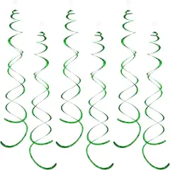 30 Pieces Green Party Swirl Decorations, Sparkle Green Hanging Swirls Whirls Shimmer Plastic Streamer for Ceiling