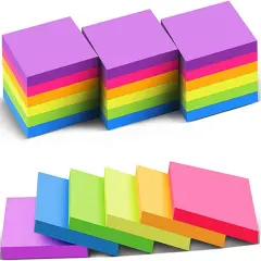 (24 Pack) Sticky Notes Post Bright Stickies Colorful Super Sticking Power Memo Pads, Strong Adhesive, 74 Sheets/pad