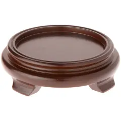 Plymor Walnut Round Wood Veneer Footed Display Base, 5.5" W x 5.5" D x 1.375" H (4" Display Diameter)