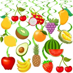 30pcs Tutti Frutti Hanging Swirls Decorations Summer Fruit Party Ceiling Streamer for Fruit Theme Party Supplies Birthday Baby Shower Favor Spiral Ornaments