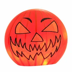 Stony Creek 7.0 Inch HalloweenPre-Lit Round Orb Sm Halloween Lighted Glass Accent , Halloween Decor Jack-O-Lantern STRIPES