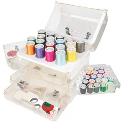 224 Piece , Sew-It-Goes, Sewing Kit & Craft Organizer - Sewing Case Storage with Machine Sewing Thread, White